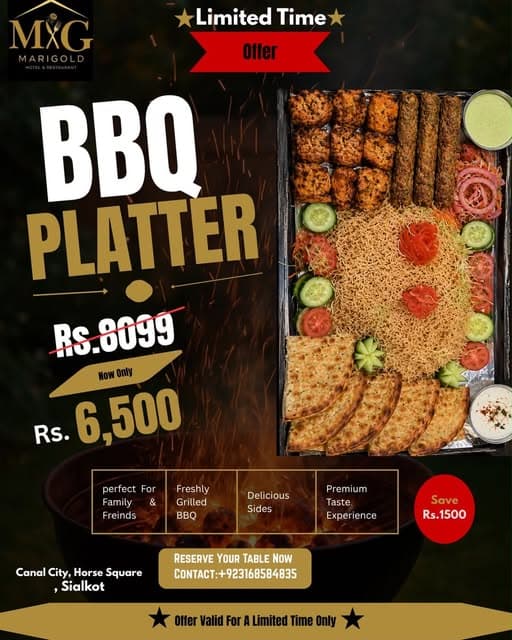 Marigold Hotel restaurant barbecue platter